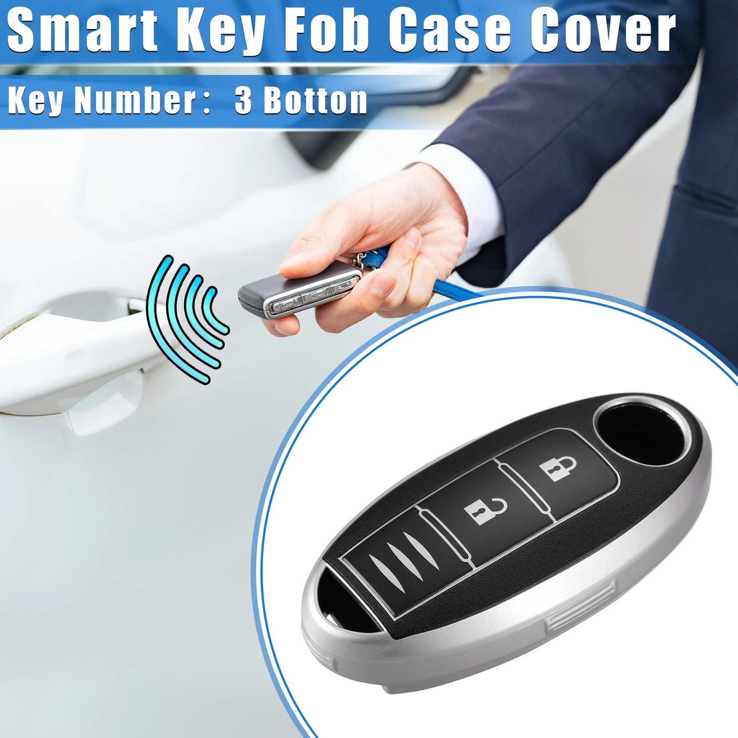 3 Button Key Fob Cover for Nissan Serena, X-Trail (2016–2023) TPU Black