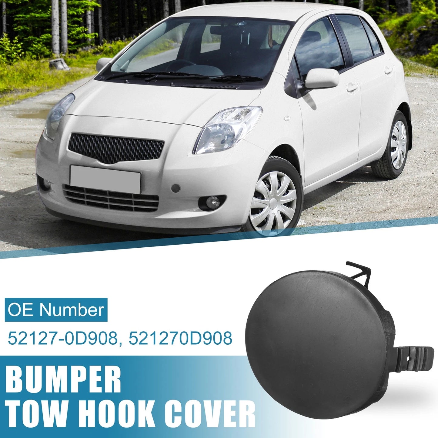 Tow Hook Cover for Toyota Yaris (2007–2010) 52127-0D908 Unprimed Black