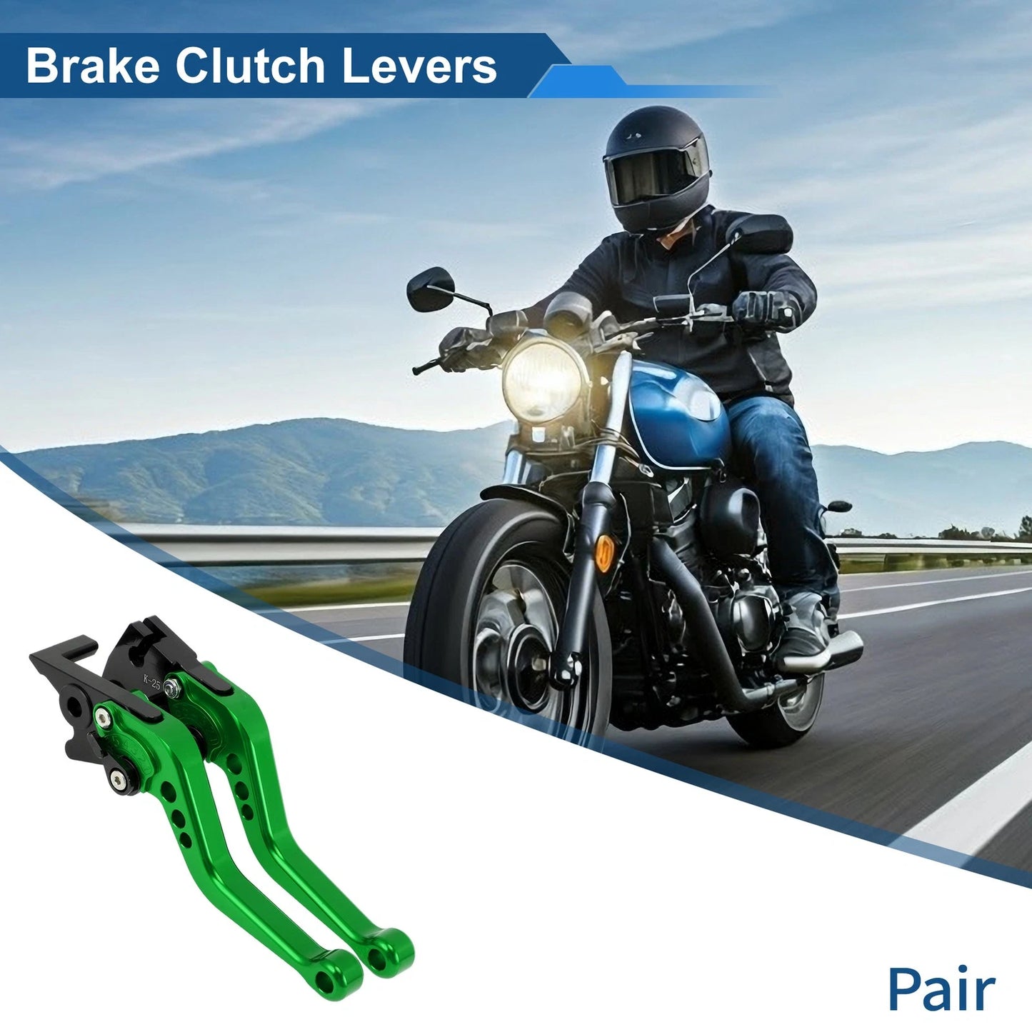 6 Position Adjustable Brake Clutch Levers for Kawasaki Ninja 400R (2011) Green