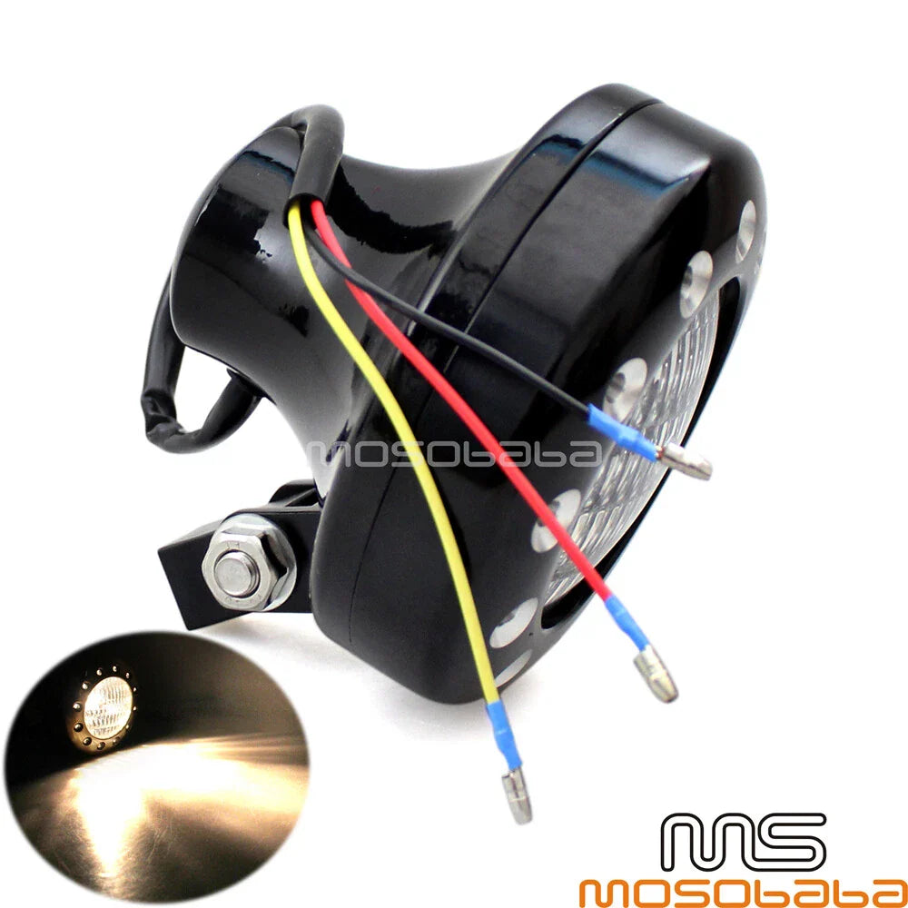 Drilled Headlight 4.5" for Harley Cafe Racer Sportster Chopper