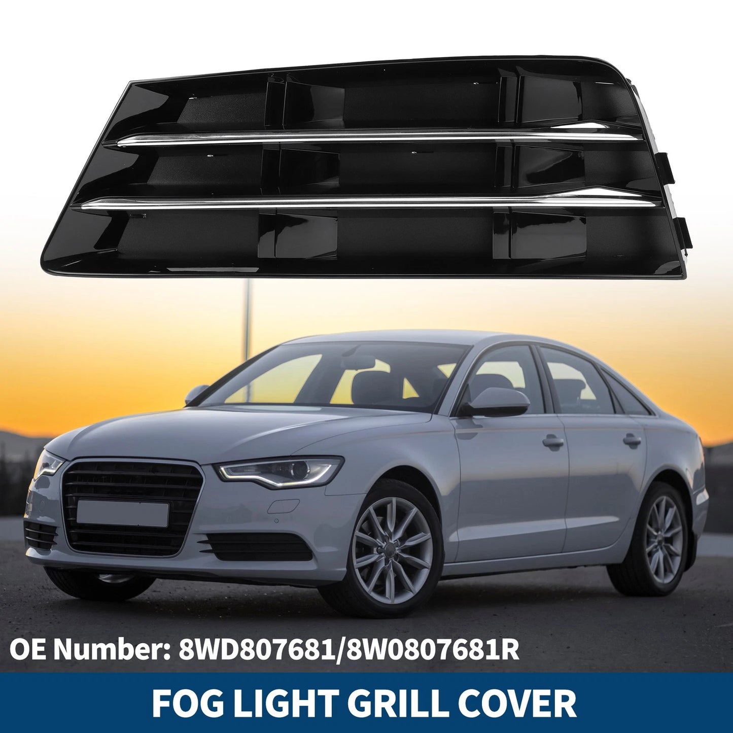 1pc Fog Light Grill for Audi A4 B9 (2016–2023) No. 8WD807681 Black Silver