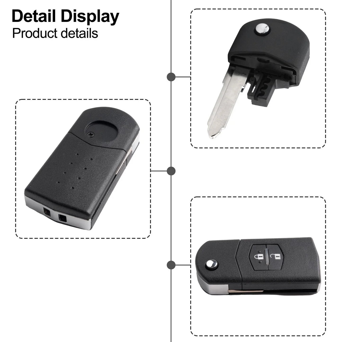 Key Shell 2 x Keys Fob Case Internals