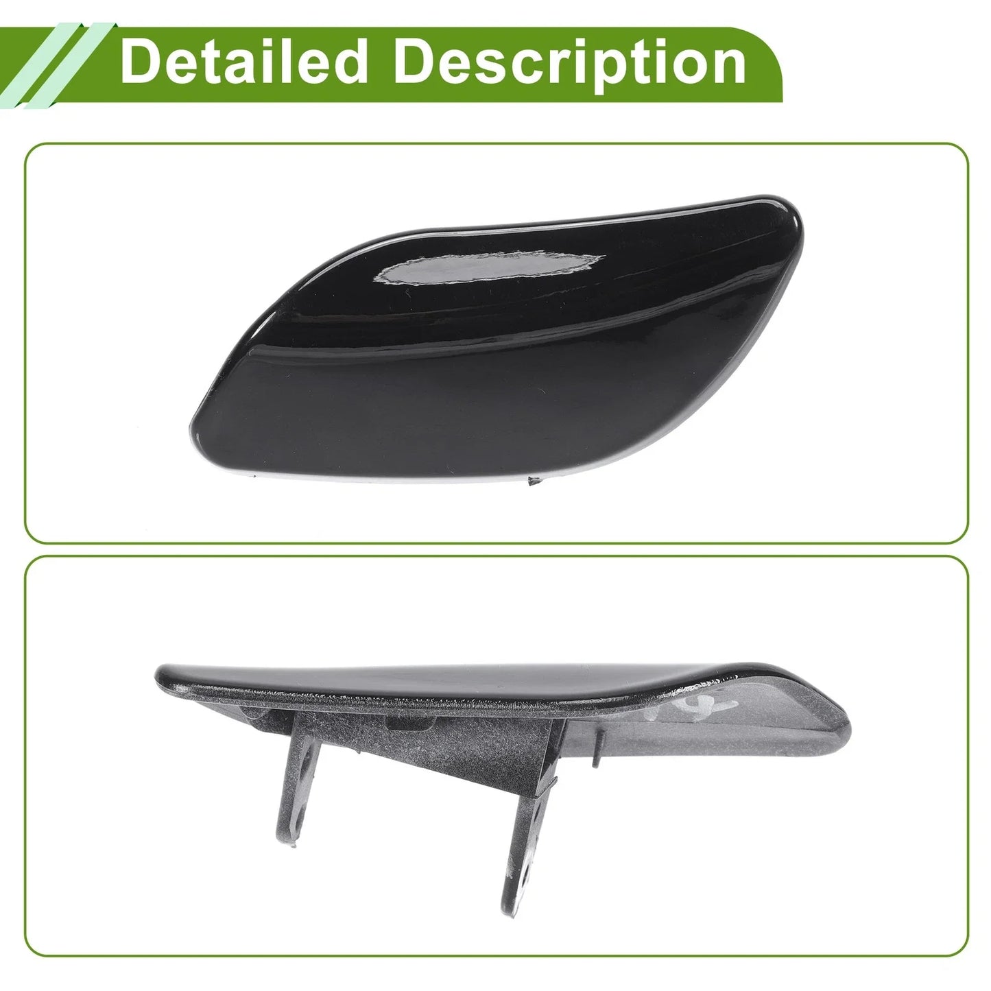 Washer Nozzle Cover Cap for Porsche Cayenne 2008-2010 (2 x Black)