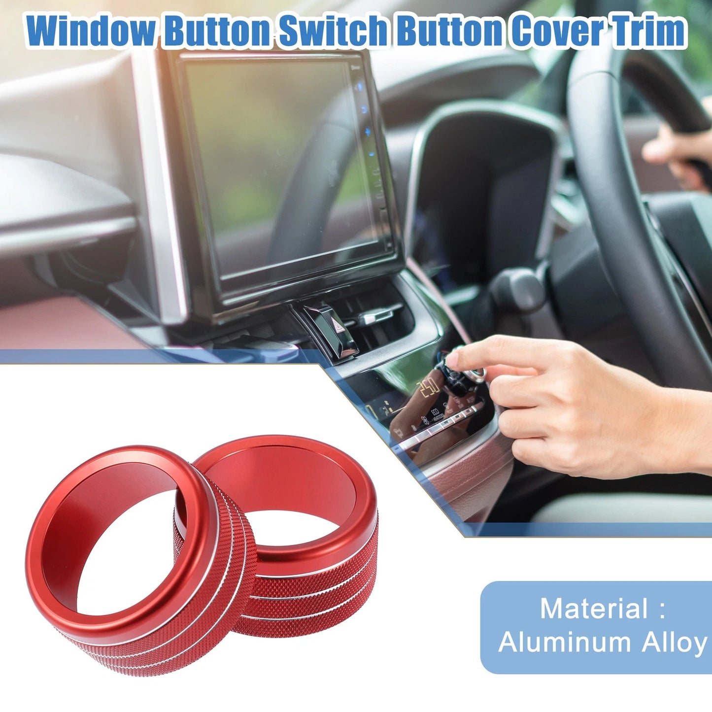 Set of 2 Air Conditioning Control Switch Knob Covers for Toyota Tundra (2014–2021) Red