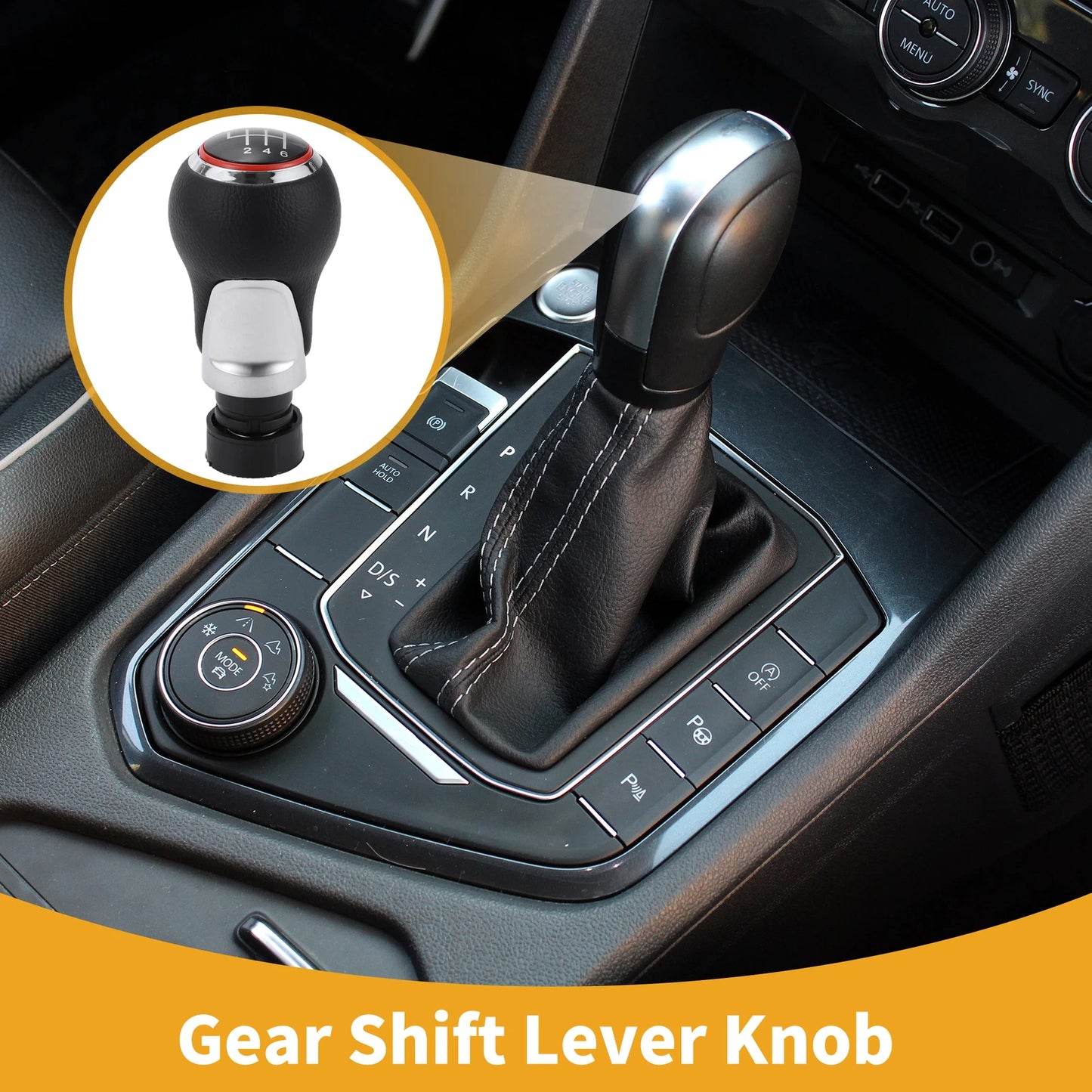 6 Speed Manual Gear Shift Knob for Audi A3 8P (2003–2013) Red Plastic Faux Leather