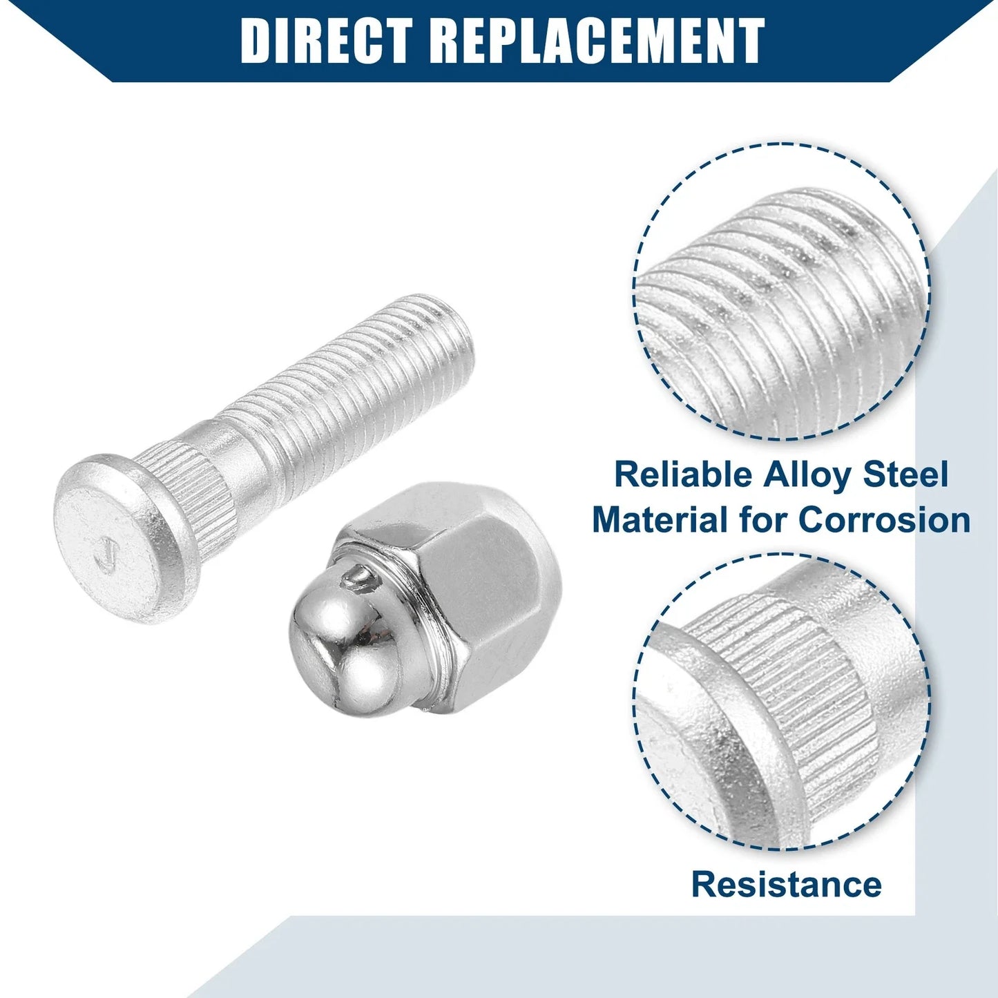 M12-1.50 Wheel Stud Bolts 2 x for Hyundai Sonata, Kia Rio (2006-2023)
