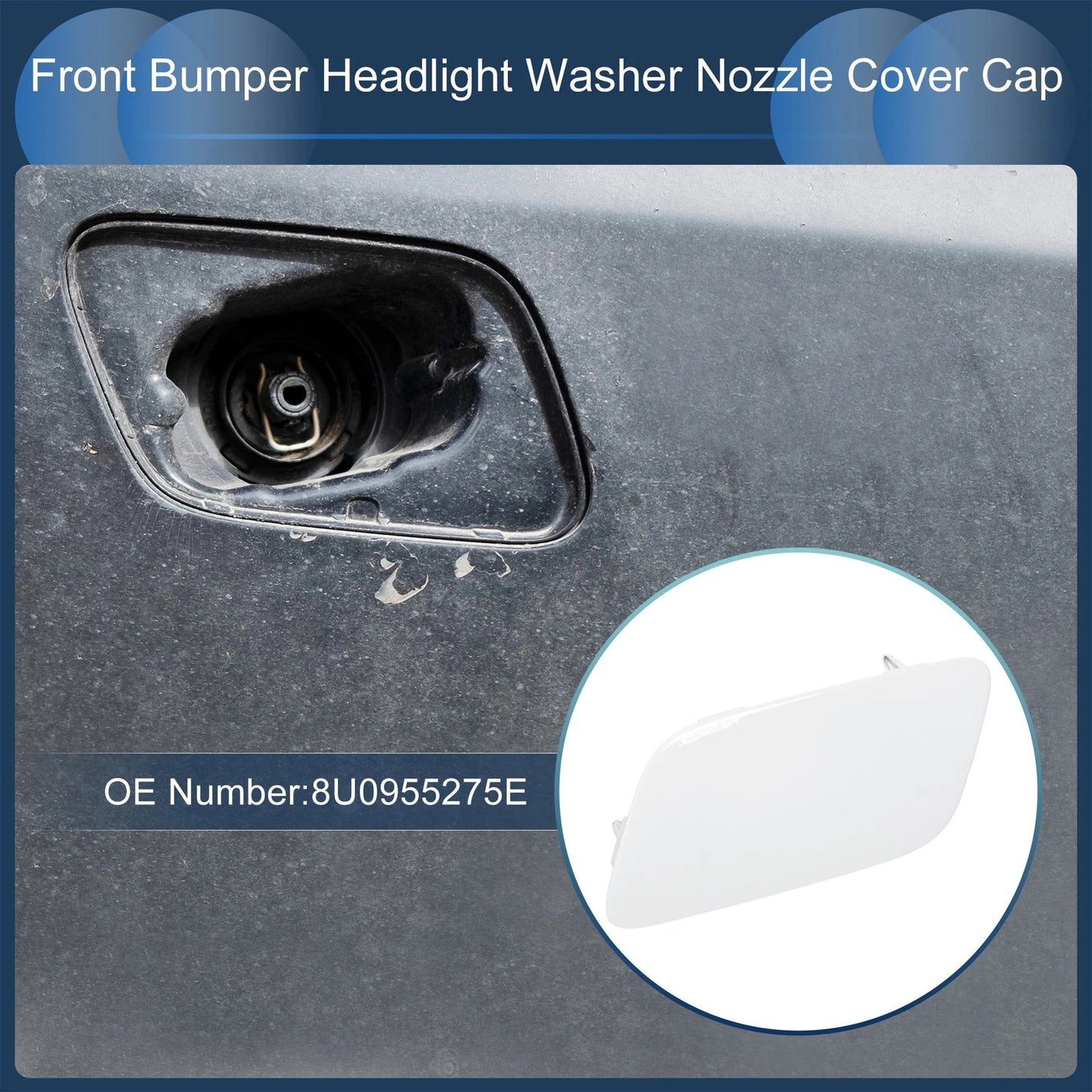 Front Left Washer Nozzle Cover Cap for Audi Q3 (2016–2017) 1 Pcs White