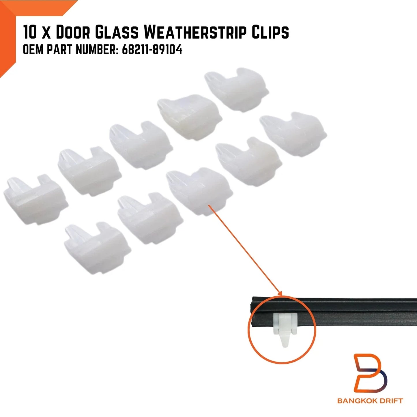 10x Door Glass Weatherstrip Clips for Toyota Hilux 4Runner (1984-1997)