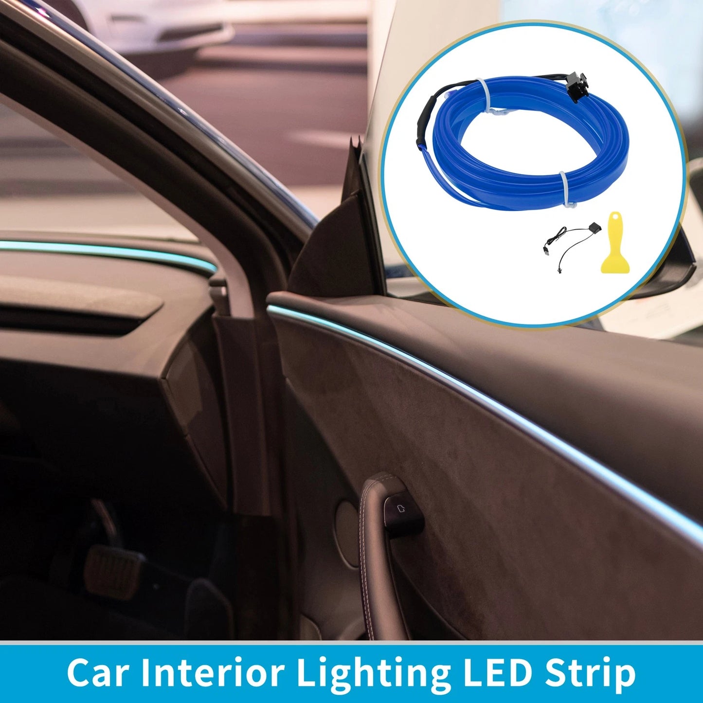 2m LED Strip Neon Wire Interior Lighting for Universal Cars (USB 5V)
