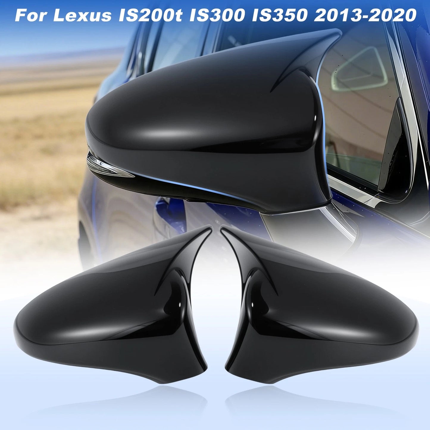 Black Wing Mirror Cap Cover for Lexus IS200t IS300 IS350 (2013–2020)