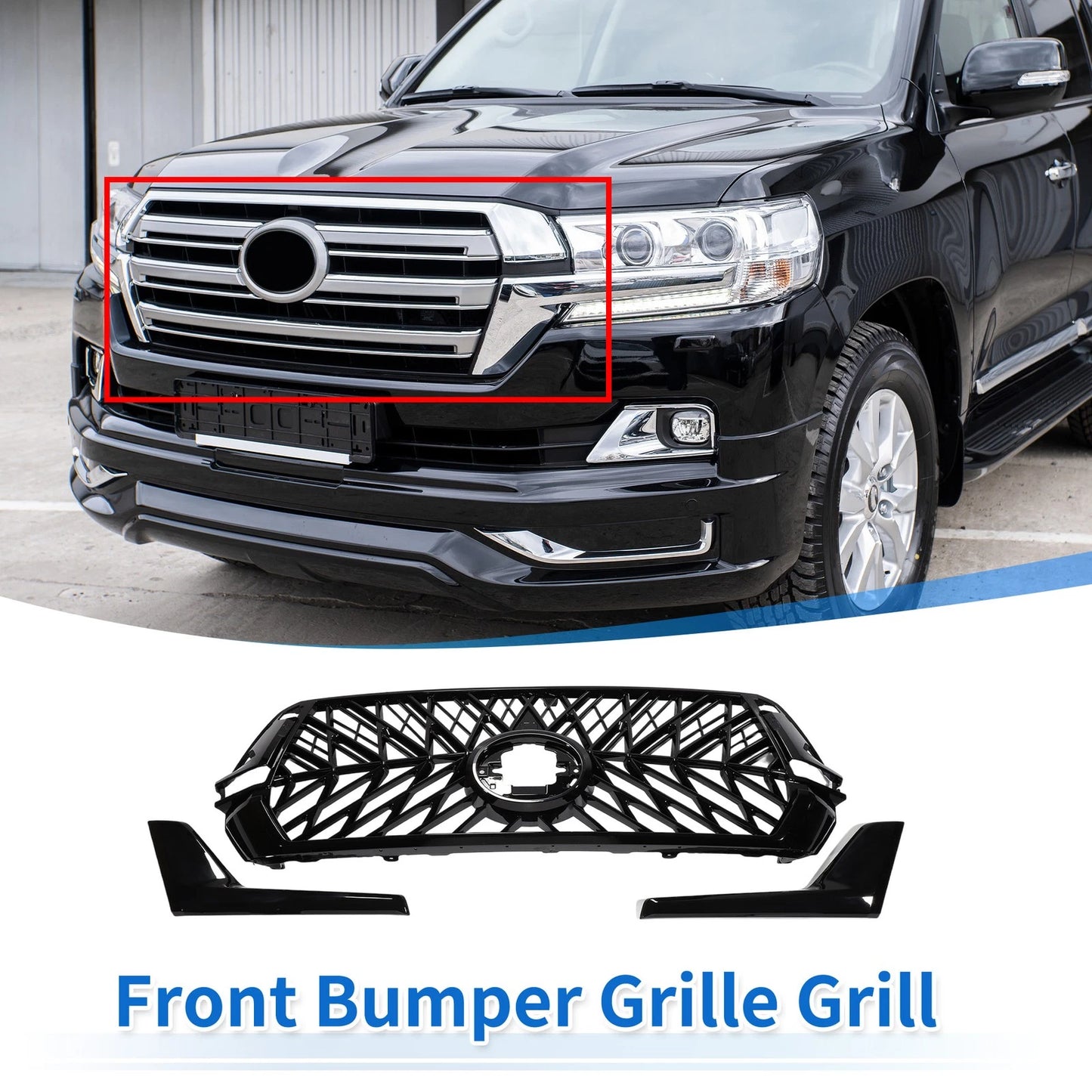 Front Upper Hood Bumper Grille for Toyota Land Cruiser LC200 (2016–2020)