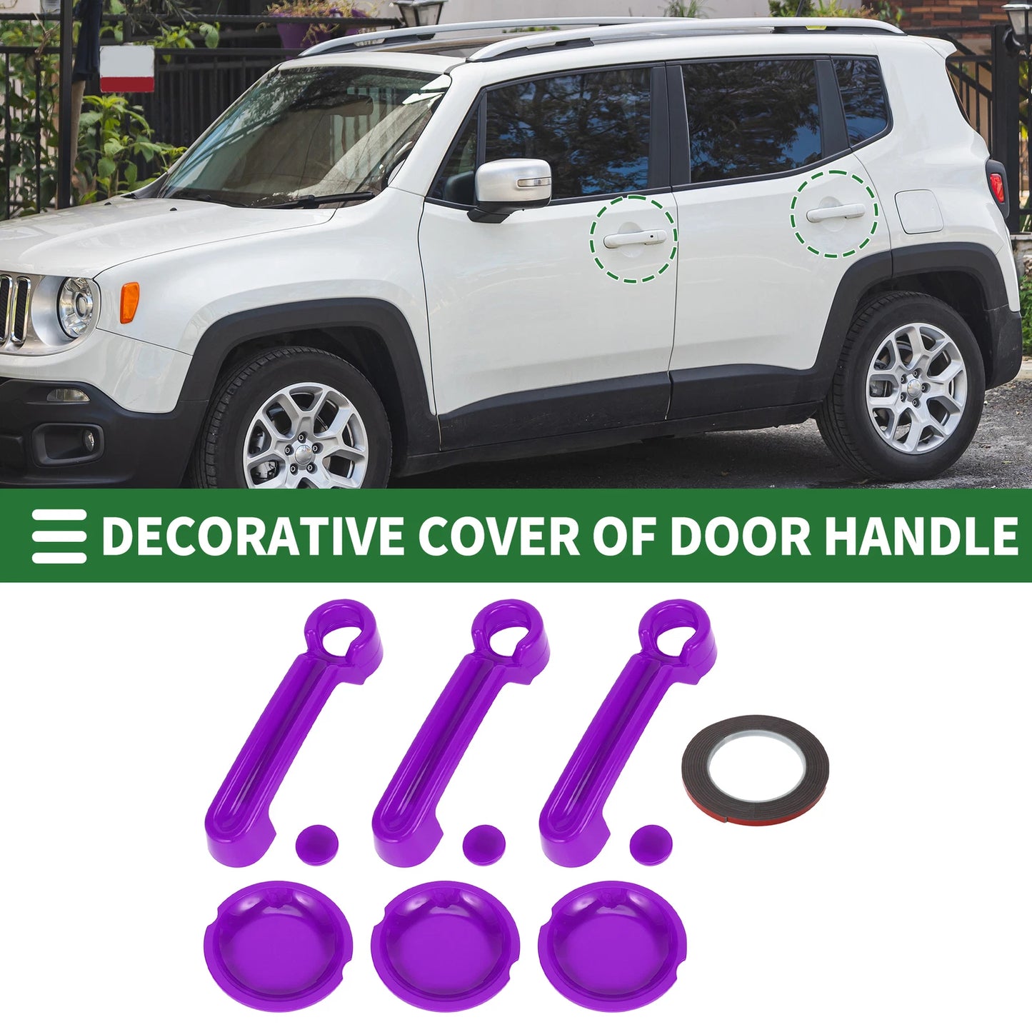 Set of 4 Exterior Door Handle Covers for Jeep Wrangler JK (2007–2017) ABS Purple