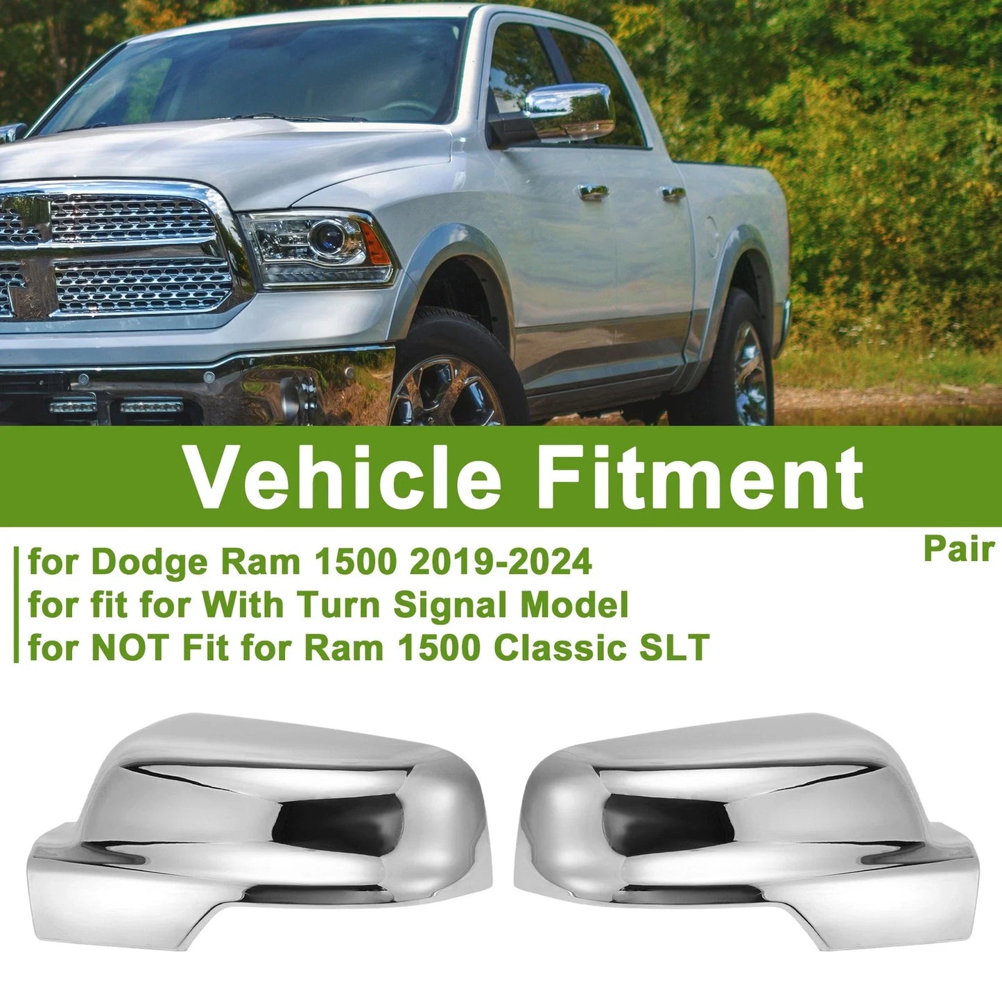 Mirror Cover Cap Replacement for Dodge Ram 1500 2019-2024