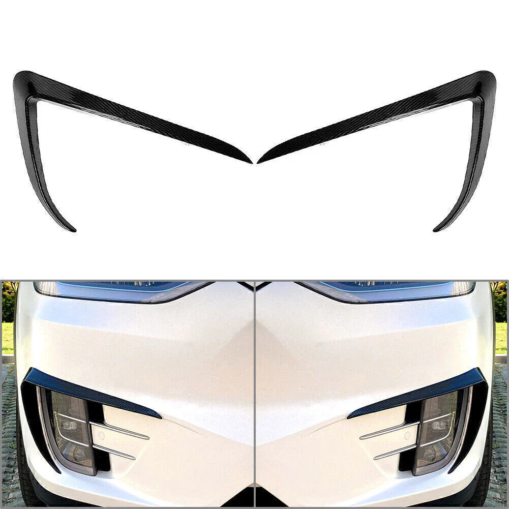 Carbon Fiber Front Fog Light Eyebrow Cover Trim for Tesla Model X (15-20)