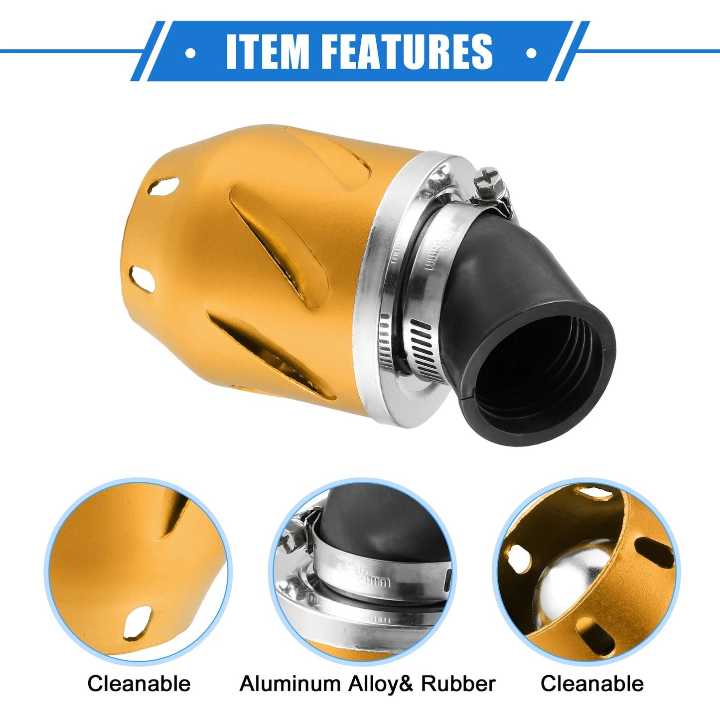 Air Filter for Universal Motorcycle ATV (35mm ID, 140x70mm, Aluminum Alloy)