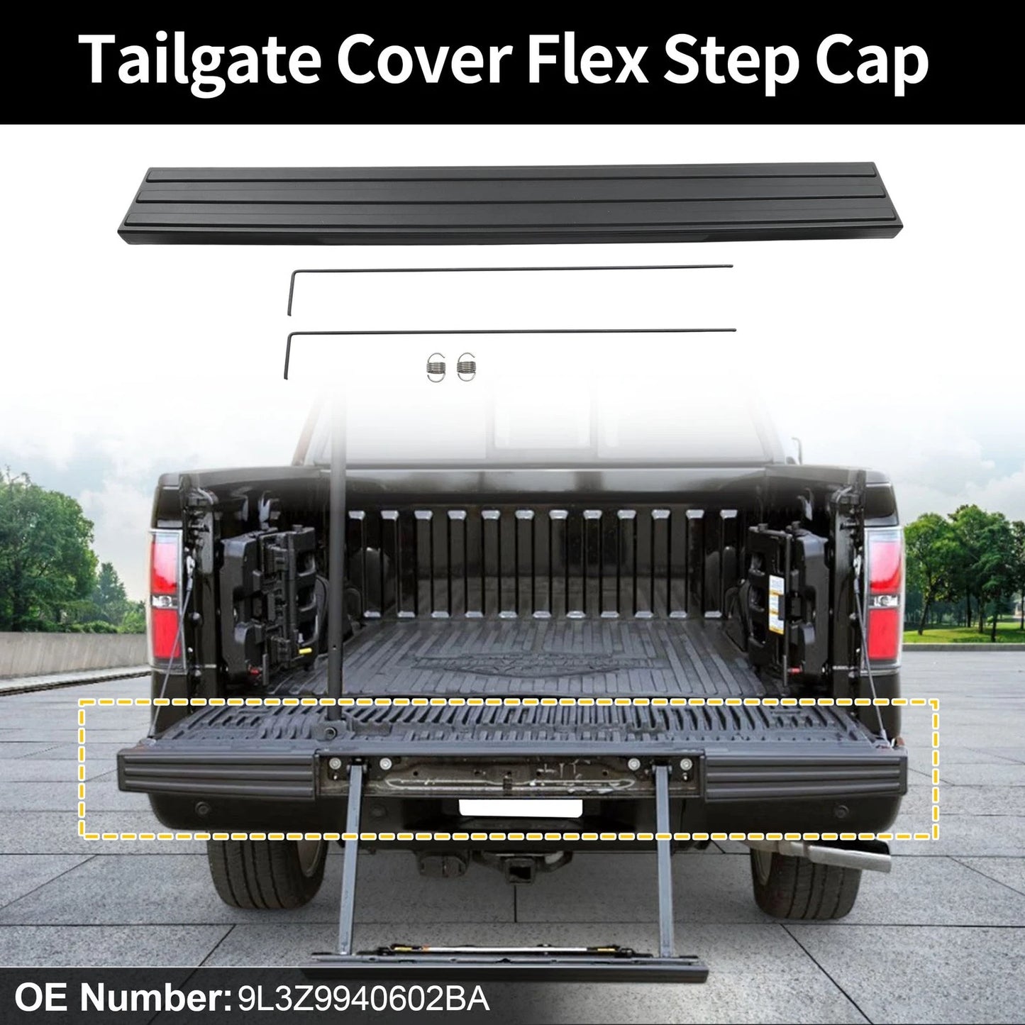 Tailgate Flex Step Trim Center Cap for Ford F150 (2009–2014) No.9L3Z-9940602-BA