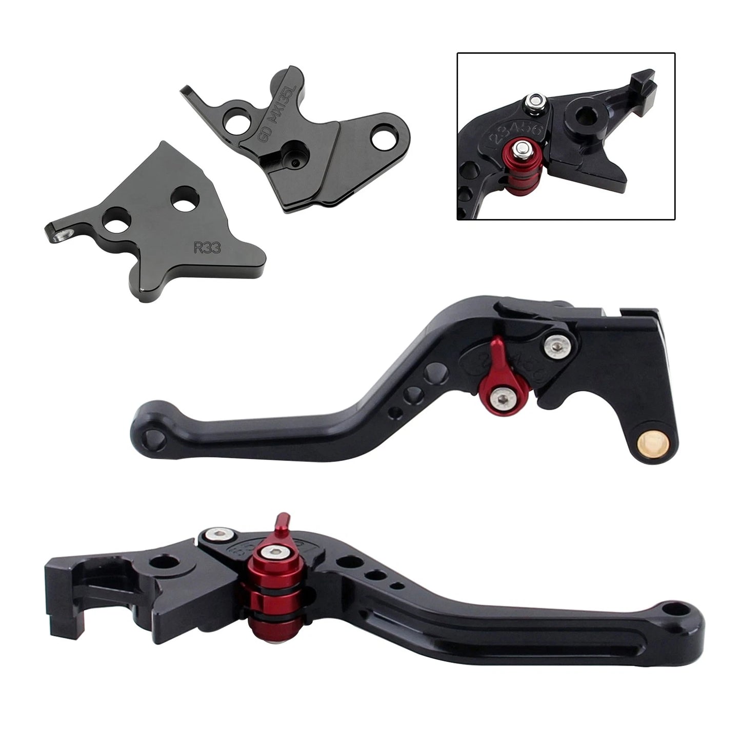 Short Brake Levers Clutch for Yamaha YBR125 (2005–2014) Black