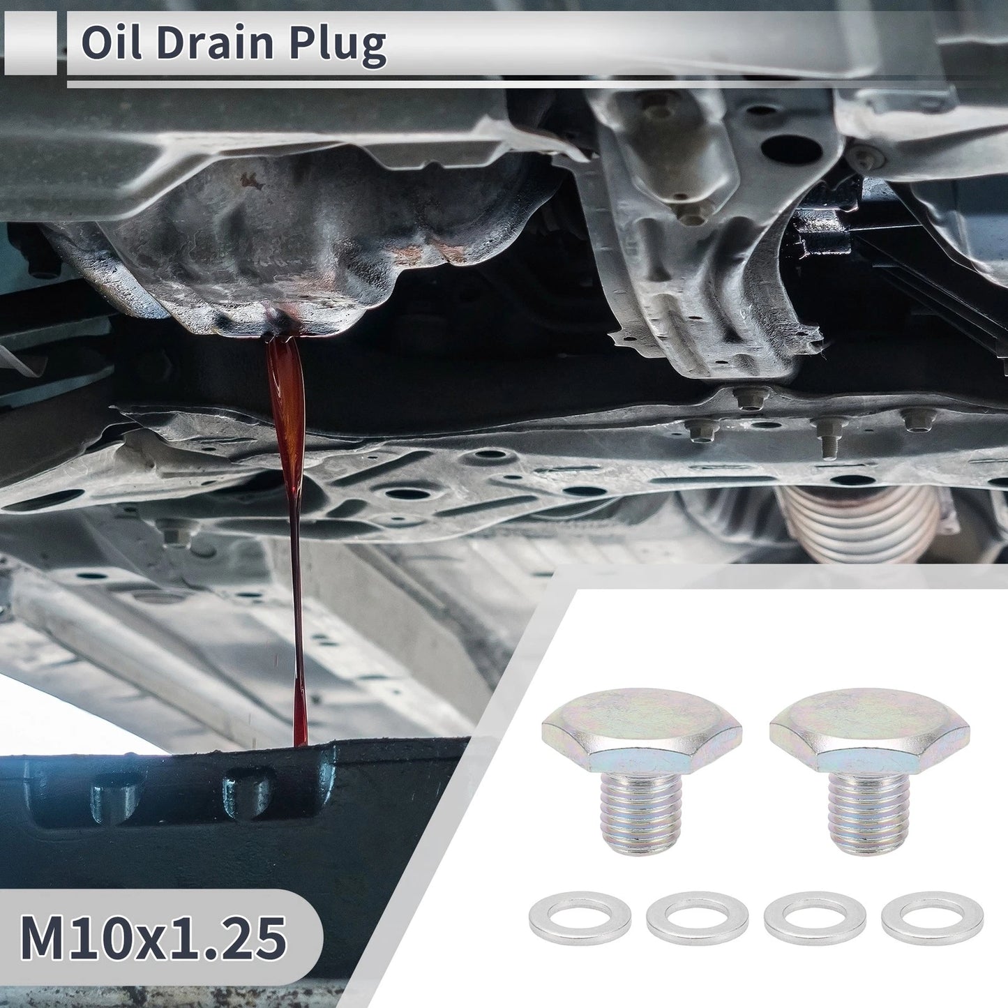 Set of 1 M10x1.25 Engine Oil Drain Plug with Gasket for Car Motorcycle