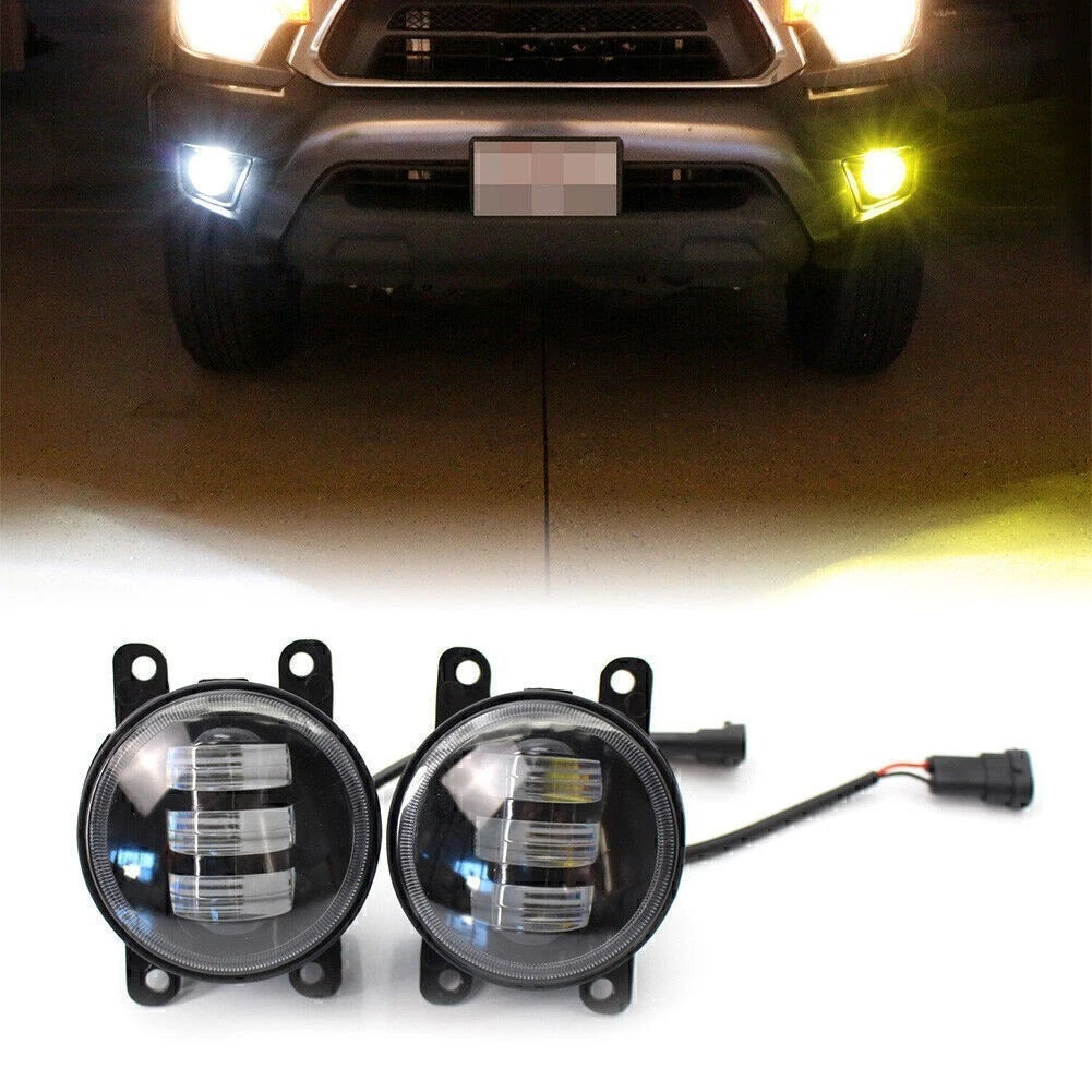 Dual Color White/Yellow LED Fog Light Kit for Honda Nissan Subaru Ford