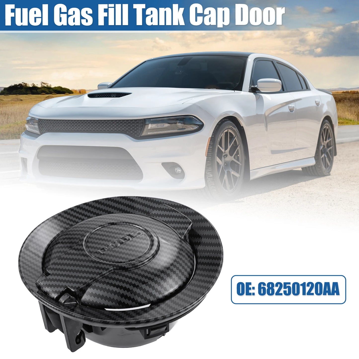 Vapor Edition Fuel Filler Door Cap 68250120AA for Dodge Challenger (2008–2022) Black