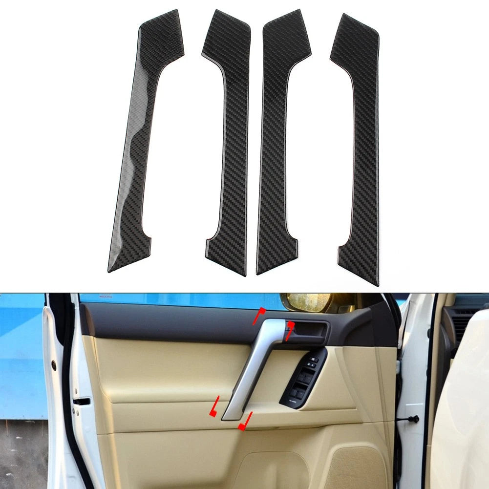 Set of 4 Black Interior Door Handle Trim for Toyota Land Cruiser Prado (2010–2018)