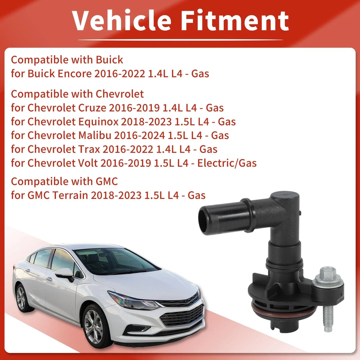 PCV Valve for Chevrolet Cruze, Malibu, Cadillac Terrain, Buick (2010-2019)