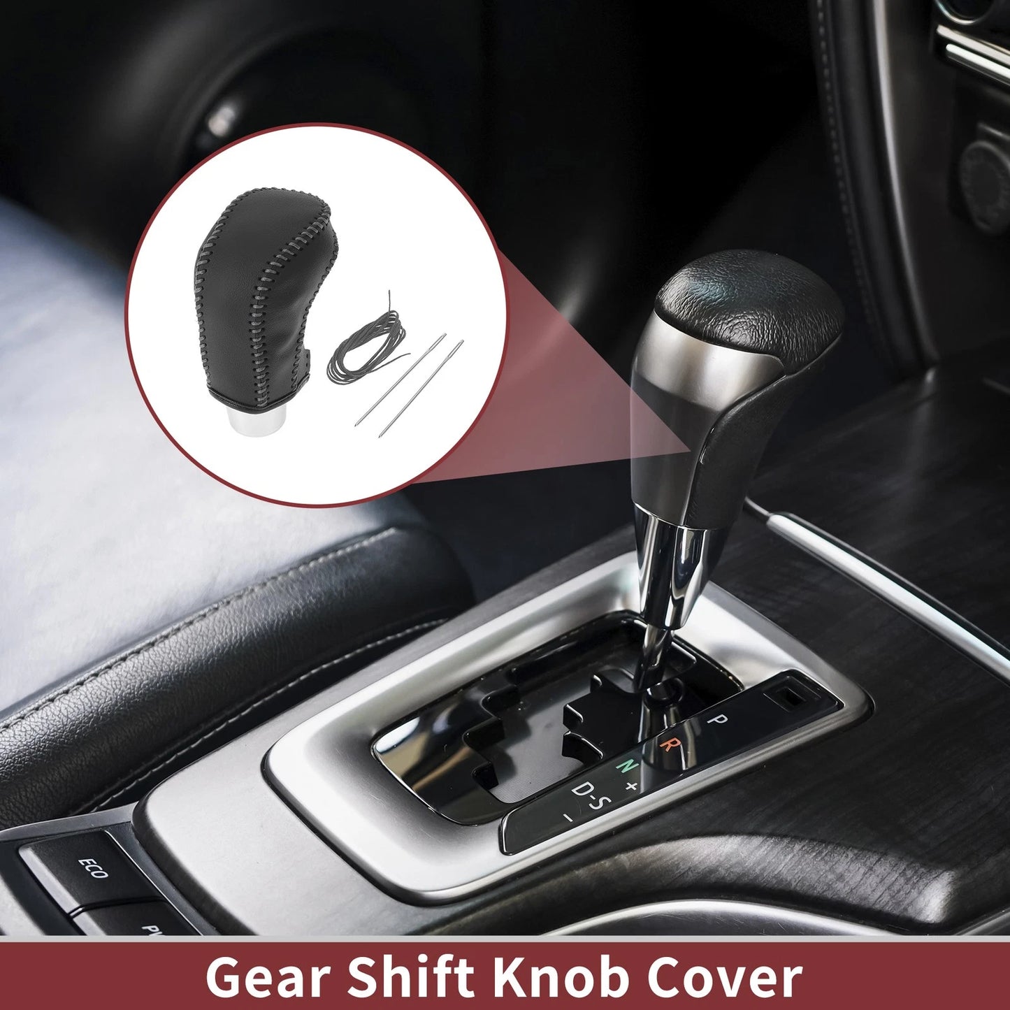 Set of 1 Gear Shift Knob Cover for Hyundai Accent (2018–2022) Black Grey