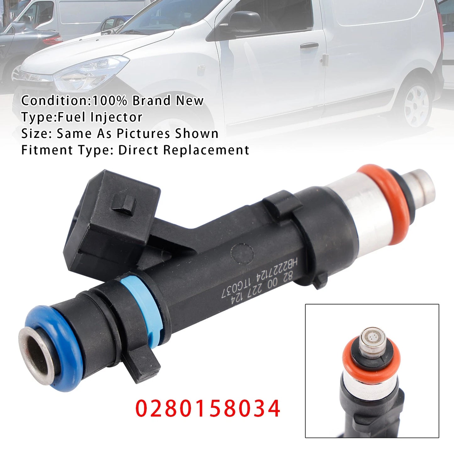 Fuel Injector for Dacia Sandero Logan Dokker Renault Kangoo (2008–2023) 0280158034