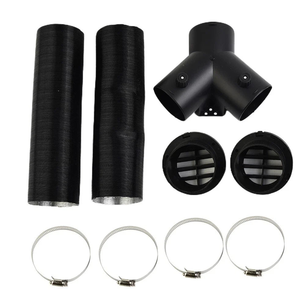 75mm Pipe Ducting Y Piece + Warm Air-Outlet Vent + Hose Clip for Diesel-Heater