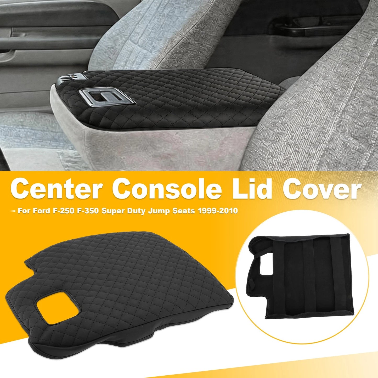 Leather Console Lid Armrest Cover for Ford F-250 F-350 Super Duty (1999–2010)