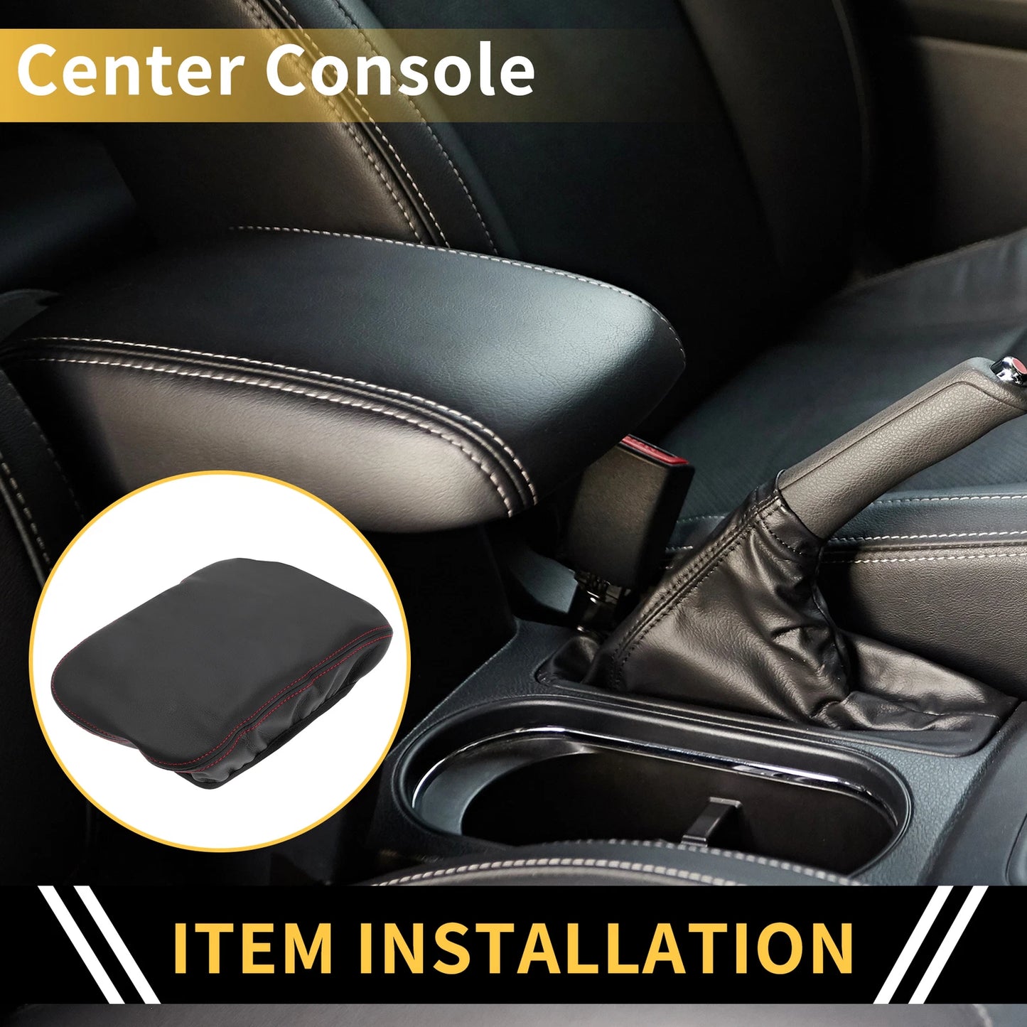 Console Lid Armrest Cover for GMC Canyon (2015–2023) Microfiber Leather Black