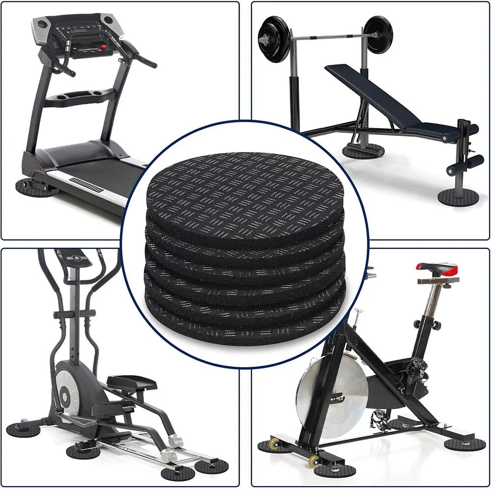 6pcs Non-Slip Mat for Treadmill & Exercise Bike - Black