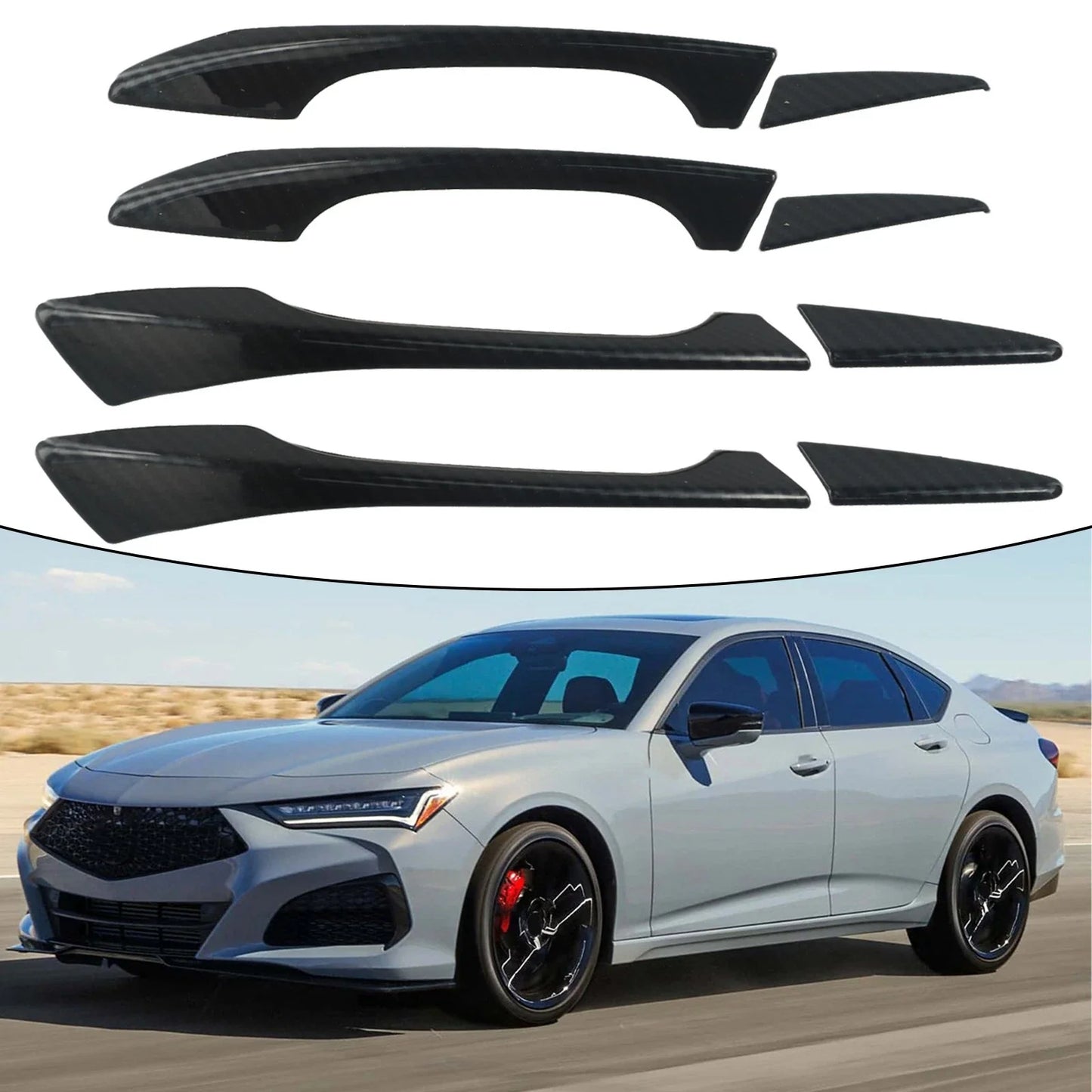 Door Handle Bowl Trim 8Pcs/Set Carbon Fiber for Acura TLX (2015–2022)