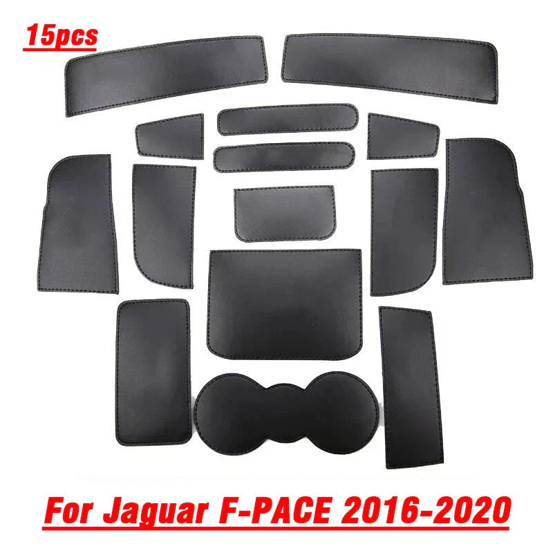 Leather Cup Pad Door Groove Mat for Jaguar F-PACE (2016–2020)