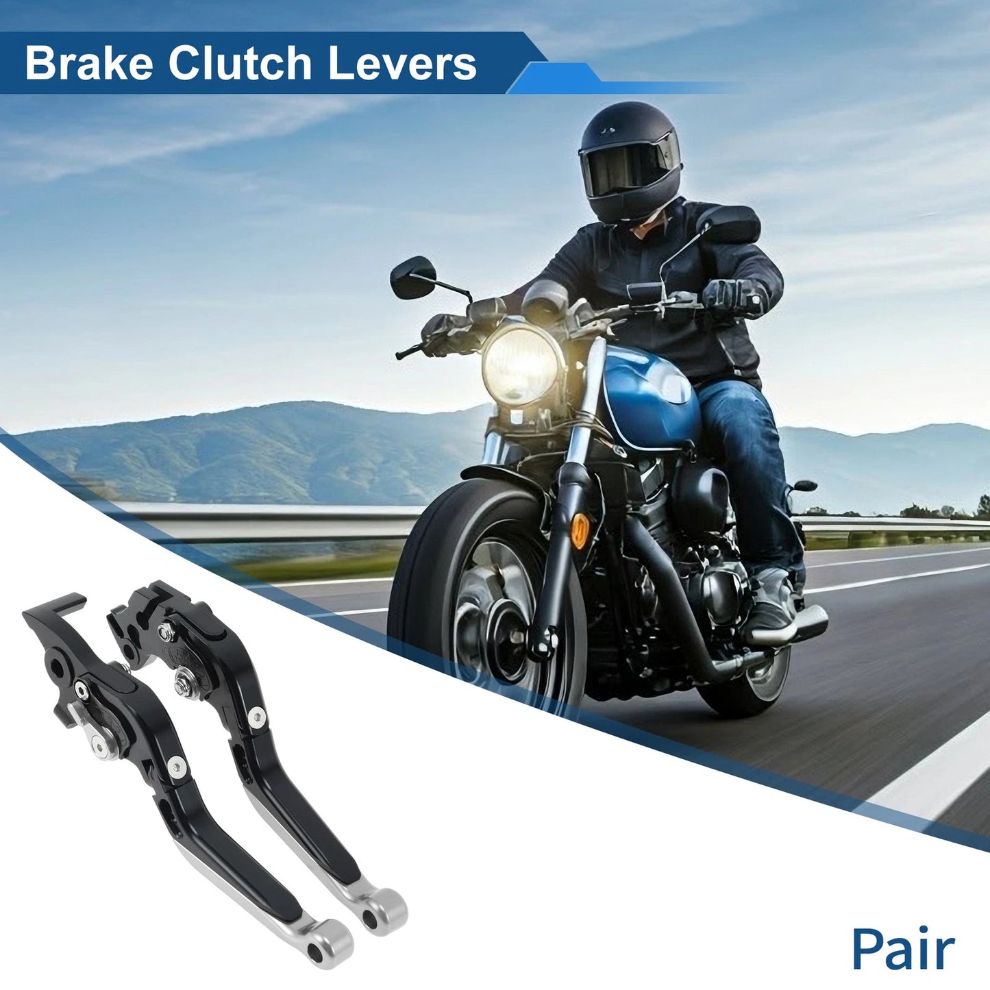 Brake Clutch Levers for KTM 390 Duke (2019–2023) Black Handle Silver End 1 Pair