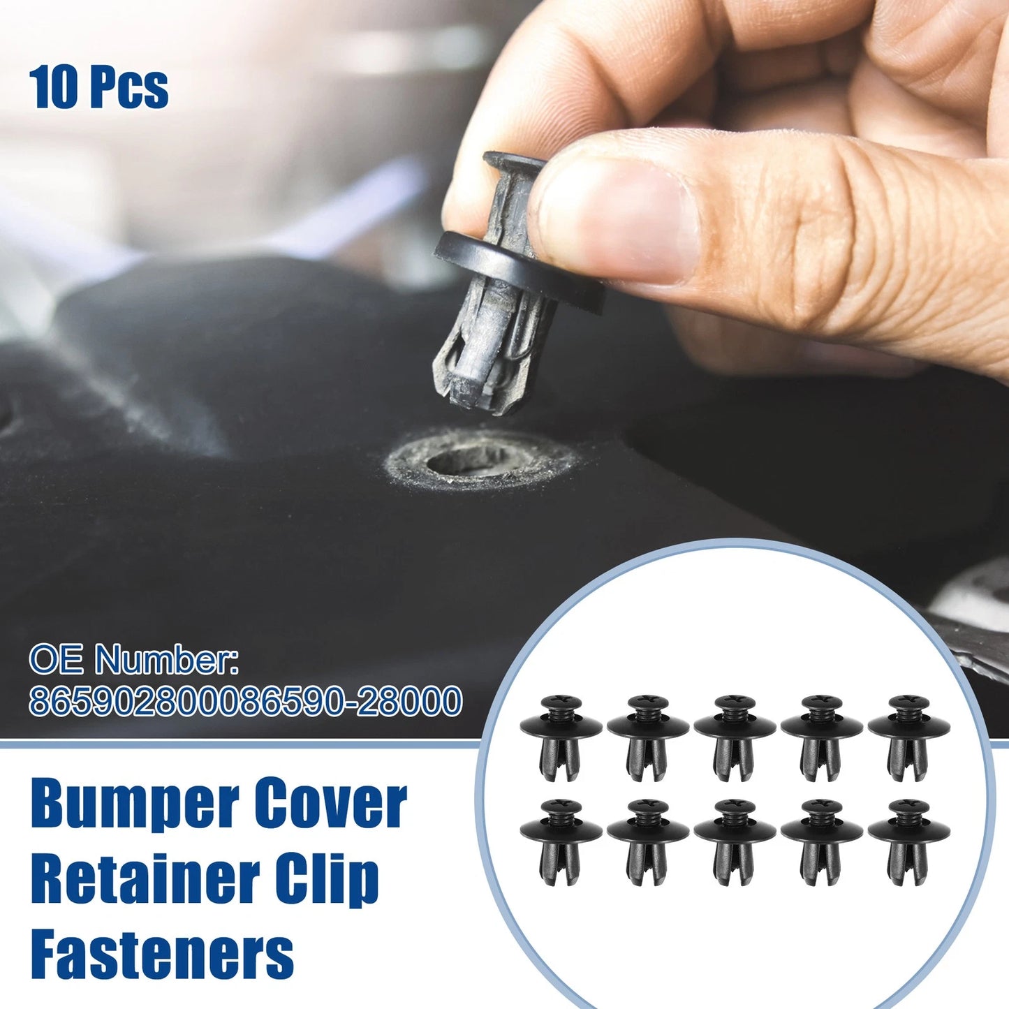 10pcs Bumper Cover Retainer Clip Fasteners for Hyundai Sonata (2011–2019) No. 8659028000