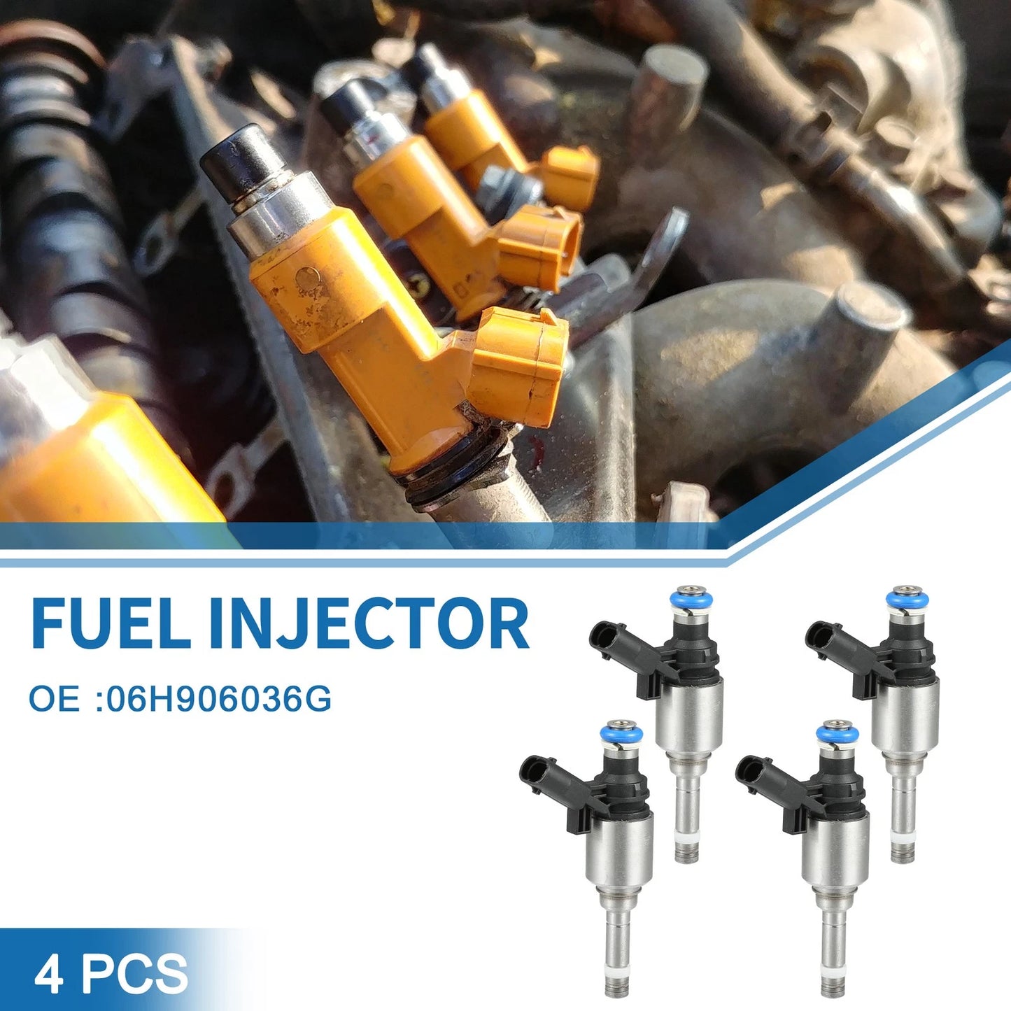 Set of 4 Fuel Injectors No.06H906036G for Audi A4 2.0L (2009–2014)