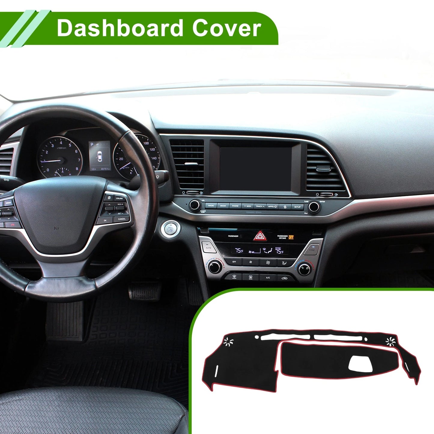 Dashboard Cover for Suzuki WagonR MH35S/MH55S (2013–2022) Black Red Anti-Slip