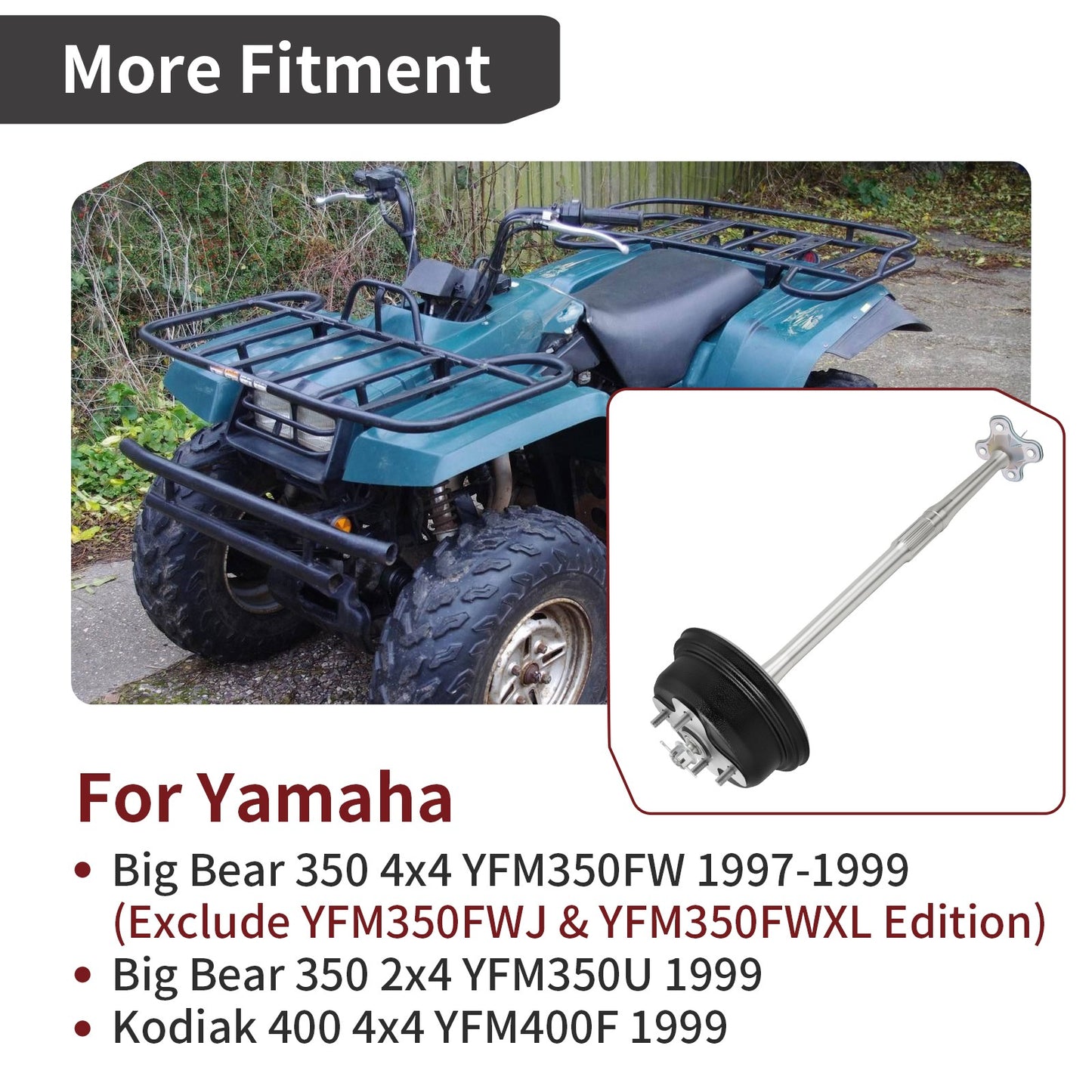 Rear Axle Shaft & Brake Drum for Yamaha Big Bear 350 (1997–1999)