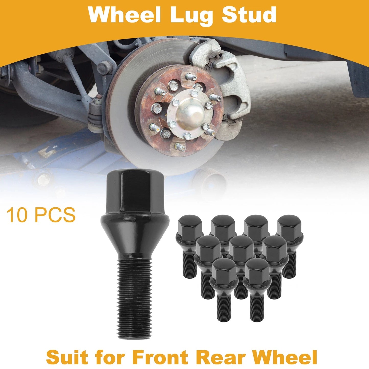 10 Pcs M12x1.25 Wheel Lug Stud for Jeep Compass (2017–2019) No.611005 Alloy Steel