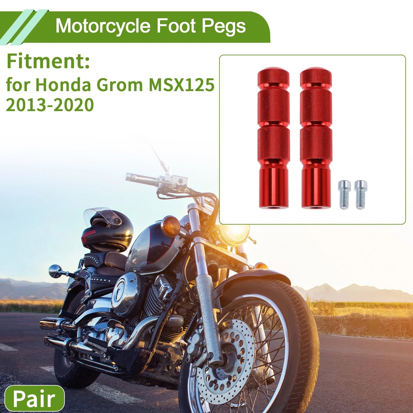 Foot Pegs for Honda Grom MSX125 (2013–2020) Aluminum Alloy Red
