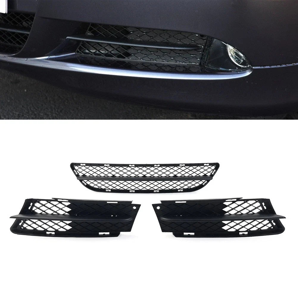 Black Front Lower Bumper Grilles Cover Set for BMW 3 Series E90 E91 (2006-2008)