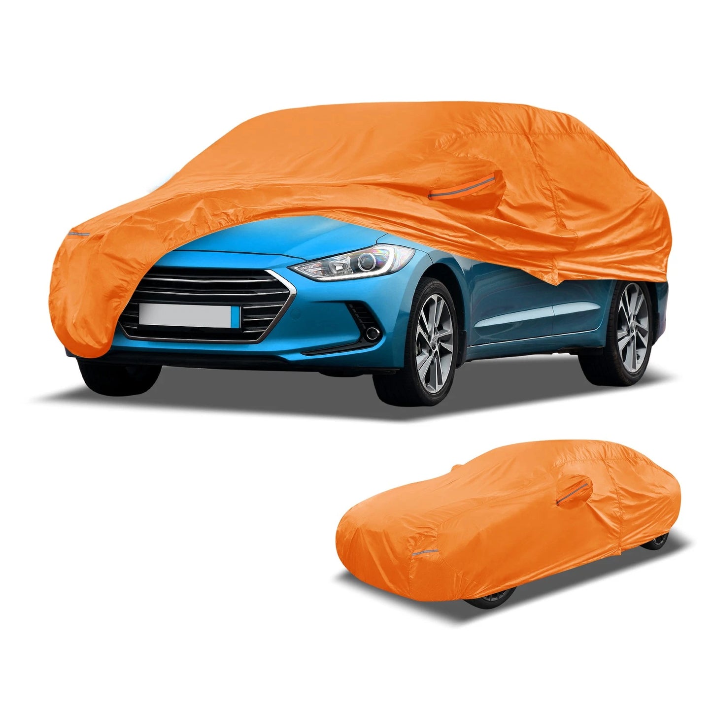 Waterproof Car Cover for Hyundai Elantra (All Weather, Orange, Zipper)