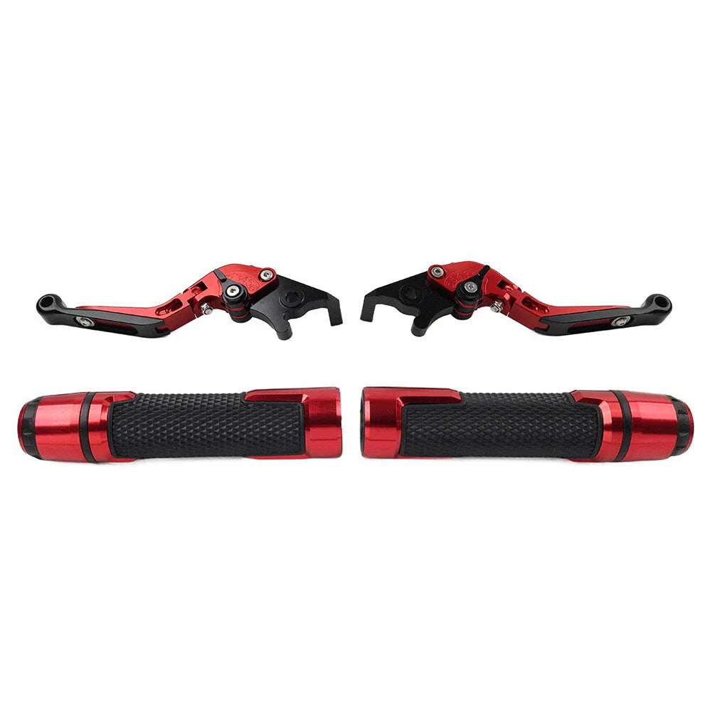 Red Extendable Brake Clutch Levers Grip Set for Kawasaki ZX6R (2005-2023)