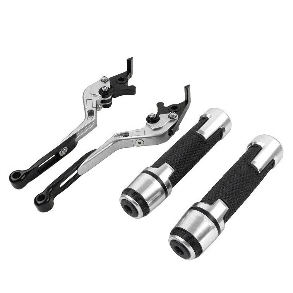 Silver Extendable Brake Clutch Levers & Handlebar Grips for Daytona 675 R