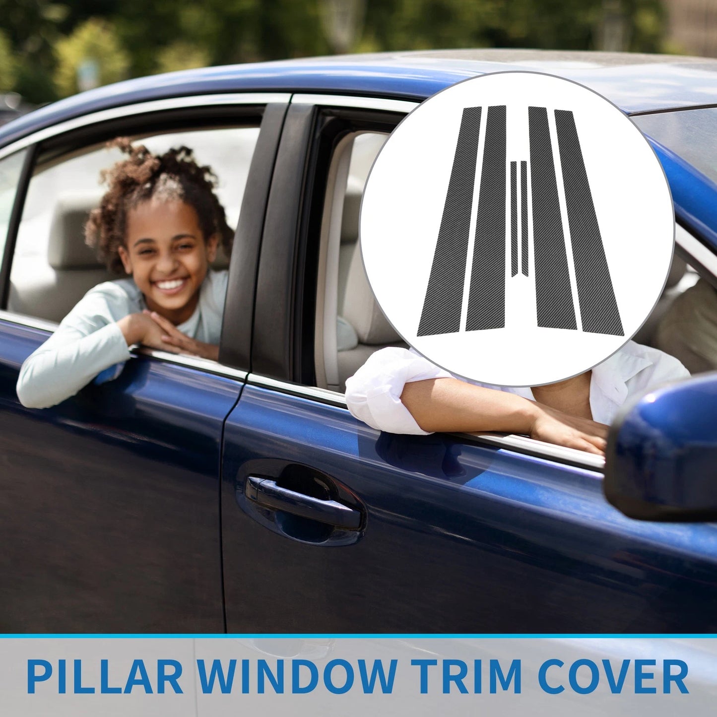Set of 6 Door Pillar Window Trim for Toyota Camry (2002–2006) Carbon Fiber