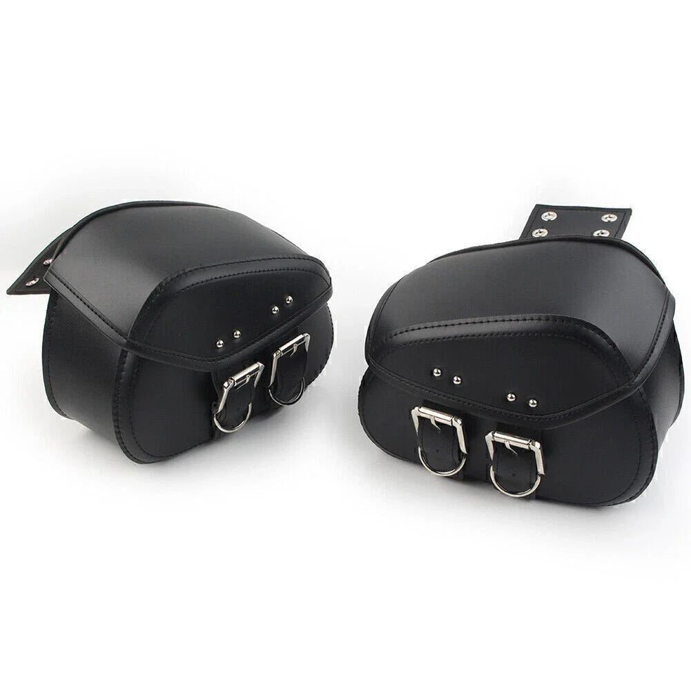 Black PU Leather Saddle Bags Side Luggage for Harley Sportster Dyna