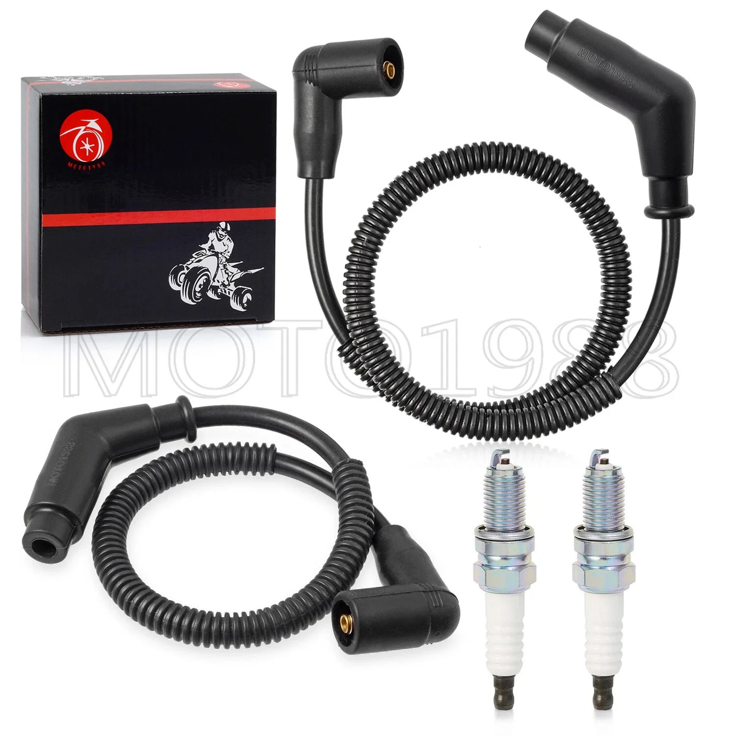 Spark Plug & Wire Cap Kit 15in/24.4in for Bombardier TRAXTER (2003–2016)