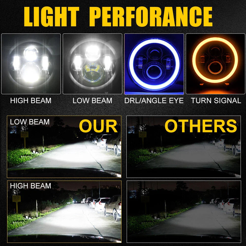 7" LED Headlight for Jeep Wrangler Yamaha Road Star