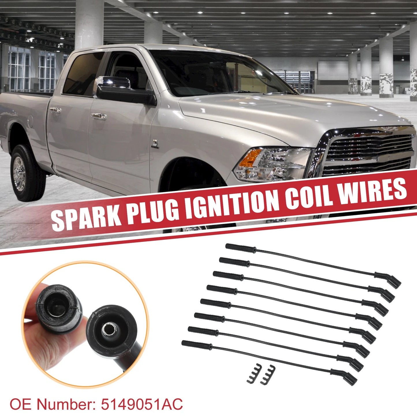 8pcs Spark Plug Wire Ignition Coil Cable No. 5149051AC for Dodge Dakota Durango (1997–2004)